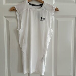 Under Armour Heat Gear compression tank, white, size small